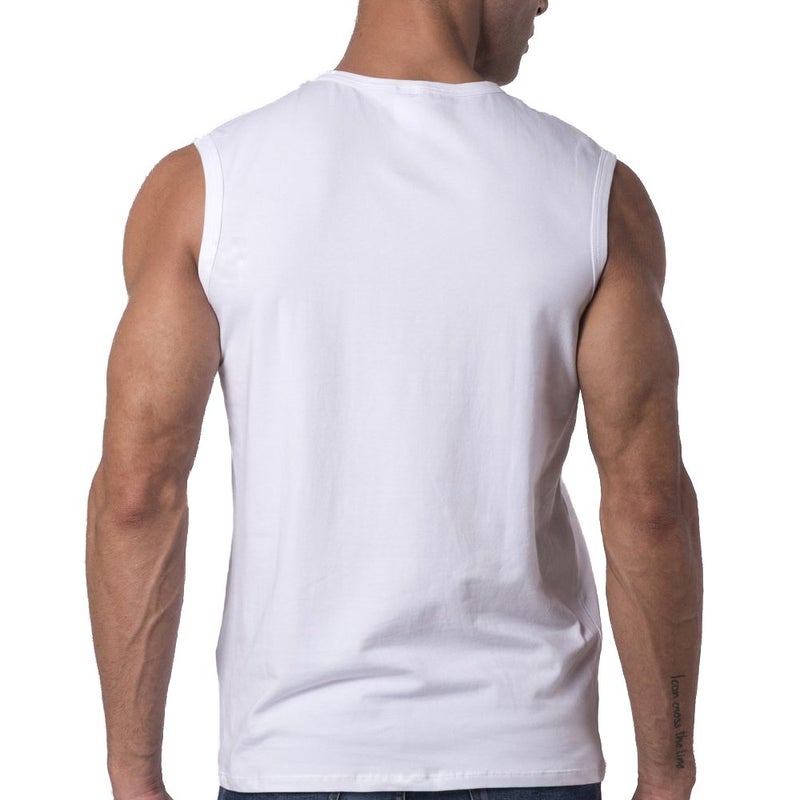 Y2Y2 Men's Sleeveless V-Neck T-Shirt, White, Big and Tall 2XL (50"-52") - Image 4